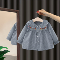 Baby shirt autumn dress Korean Plaid girl shirt autumn fashionable long sleeve baby clothes foreign spring and autumn shirt