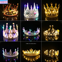 Birthday headdress Adult net red Child crown bride Crystal luminous crown Bride with light Hair ornament Crown with light