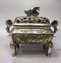 Antique Bronze Daming Xuande Year Long Town Sifang Copper Incense Furnace Armor Collection