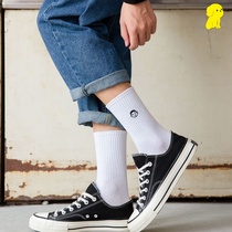 Socks female ins tide white stockings autumn and winter Korean version pure cotton Japanese cartoon sports Zhang Zifeng with the same stocking