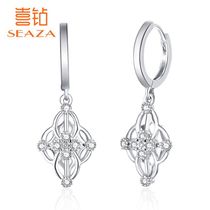 Diamond earrings female temperament elegant white 18K gold cross pattern fashion diamond earrings jewelry New