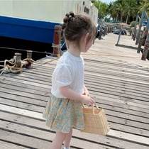 Girl Suit Summer Dress 2022 New Korean Version Ocean Air Children Summer Childrens Baby Nets Red Trendy Two Sets Dresses