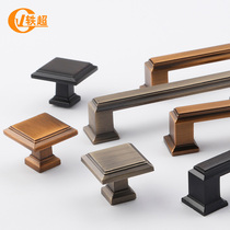 Square American handle cabinet door handle wardrobe modern simple single hole drawer cabinet Cabinet kitchen cabinet black bronze bronze
