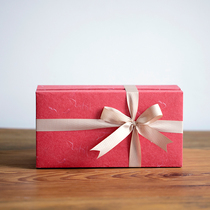 Shanshui red gift box mug to Cup special gift box wooden board frame special paper ribbon box