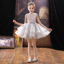 Girl dress Princess dress flower girl puffy gauze childrens host catwalk little girl high-end piano performance suit summer