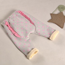 Autumn and winter baby big pp plus velvet thick pants men and women baby butts 1-3 years old 2 Cotton outside to wear warm foreign gas