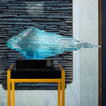 Small layers laminated blue transparent resin Sculpture Xuanguan Hotel Exhibition Hall Living Room Modern Soft Decorative Pendulum