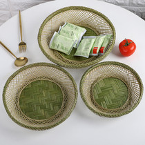 Bamboo woven fruit basket Fruit plate dustpan Handmade sieve Dried fruit plate Snack basket Steamed bun storage basket Bamboo basket Bamboo products