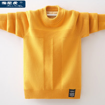 Boys sweater pullover plus velvet thickened autumn and winter childrens cotton knitwear round neck