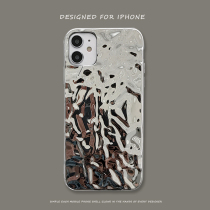 Suitable for apple 13 hand casing Japan-ROK silver tinsel paper veins metal silicone gel iphone13promax female