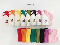 Milk Dads Home Edition Children Fruit Printed Long Sleeves Pure Cotton Colorful Pyjamas Home Suit 5Z