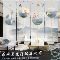 New Chinese curtain roller curtain Hanging curtain Living room partition curtain Landscape painting hanging curtain Door curtain Office screen curtain