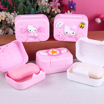 Cute travel soap box with lid sealed soap box travel waterproof sealing tape portable soap box with sponge bathroom
