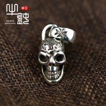 Bill Wall Leather Skull Penging 925 Pure Silver Handmade