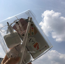 Korea ins transparent winding ipad storage bag data cable charger storage bag multifunctional stationery makeup