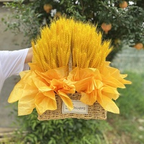 Open barley portable flower basket wheat ear flower dried flower fake flower diy material desktop with hand gift bouquet gift