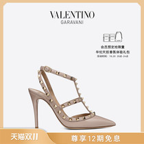 (Double 11 pre-sale) Valentino ladies ROCKSTUD patent leather lace-up stud heels sandals