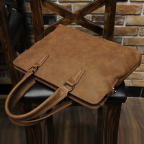 Simple mens bag Korean version of the tide leather mens handbag business shoulder bag mens briefcase messenger computer bag casual