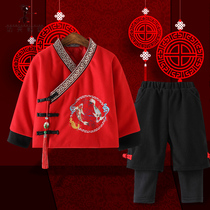 Childrens thick New Years clothing Chinese style boys Tang clothing Winter clothing Baby New Years Eve festive girls Hanfu suit 3351