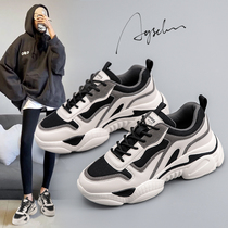 Sports shoe girl 2022 autumn winter new velvet insin tide burst female shoes full of thick-bottomed leisure dad shoes