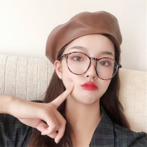 Korean version of retro Super light BAO WEN round glasses Net red plain face flat lens female ins round face versatile can be equipped with myopia