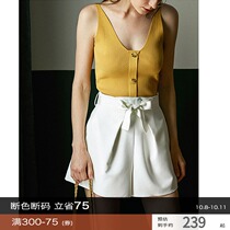 Rui Time Wears a good proportion of air vertical cut high waist Bud strapping wide leg shorts female summer m s Q