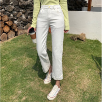 Zona white jeans women Spring 2021 New loose slim pipe pants Hyuna Joker straight pants 76626