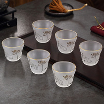 Glass tasting cup hand-painted Phnom Penh Masters cup personal cup thickened high temperature resistant single cup tea cup utility-fefe tea furniture