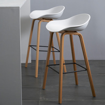 Nordic simple modern solid wood bar chair fashion front bench casual cafe designer creative bar chair