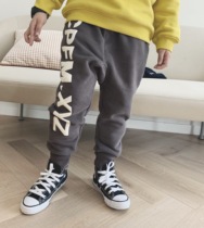 JUSTIN Children Winter Clothing New Gush Sports Pants Boy Tide Cards Thickened GAO Class Sense Casual Pants Ro Pants