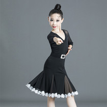 New professional black pool Latin dance clothes childrens high-end Latin performance competition regulations womens practice dance skirt children