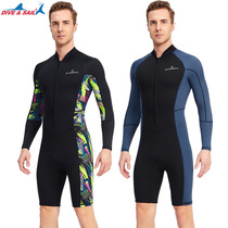 Winter swimsuit swimsuit mens conjoined long sleeves warm and cold-proof thickened professional 50% Pants Wetsuit 1 5mm