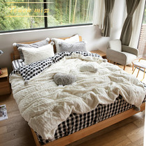 TOUCH MISS Thickened Winter Coral Flannel Four-piece Bedding Falaise Sheet Fitted Sheet