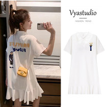 Pregnant women summer dresses go out clothes fashion summer short-sleeved net red age-reducing mid-length summer trendy mother skirt