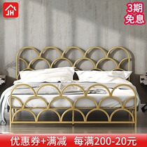Modern simple and environmentally friendly Nordic ins Net red bed light luxury Princess iron bed gold double bed minimalist 1 8 m bed