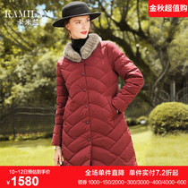 Calaman down jacket womens winter wear new Loose Medium mink fur collar stitching warm down jacket