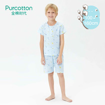 Full cotton era summer children thin cotton yarn printed boys home clothing middle and large Children short sleeve pajamas air conditioning clothing