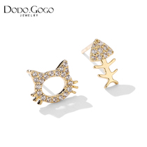 Cat earrings femininity Korean personality creative student wild net red cat girl earrings 2021 new trend