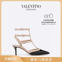 (Double 11 pre-sale) Valentino ladies ROCKSTUD patent leather lace-up stud heels sandals