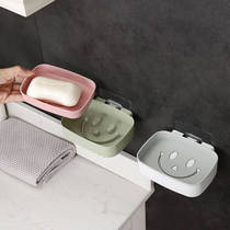 Wall-mounted Creative No Mark Drain Soap Case Toilet Soap Box Bathroom kitchen free of perforated drain soap racks