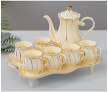 High-end water ceramic set kettle household living room emerald heat-resistant kettle water cup set Cup pot plus plate