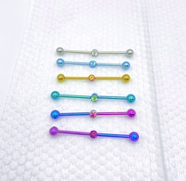 Fairy Perforated American Import Deconstruction Straight Ear Bridge Titanium Alloy Custom Personality Ear Bridge Zircon 14g