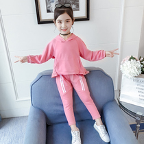 Girls autumn suit 2021 new childrens foreign-style childrens spring and autumn leisure sports clothes two-piece tide