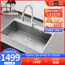 Inklin sink kitchen 304 stainless steel gun ash nano hand-washed vegetable basin single sink down pond