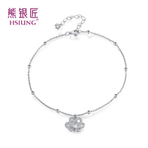Silver bear silversmith bear silversmith 925 silver anklet fashion temperament Camellia female Korean version of simple student Mori send girlfriend