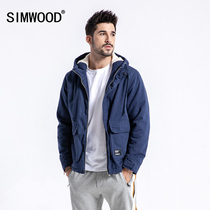 Simwood Jianmu mens simple autumn and winter new mens casual cotton coat jacket plus velvet thickened hooded cotton clothes