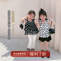 Chen Tai Pig L Mother Girl Summer Clothing New black and white Wave points Clothing Harness Vest 100 Lapped Ocean Gas Net Red Bursting