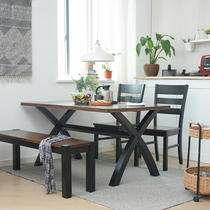 Modern minimalist home solid wood dining table dining chair American rectangular dining table and chair restaurant Nordic small apartment dining table