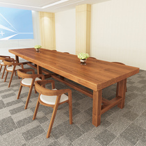 Solid wood conference table long table simple modern training table staff long table desk desk meeting guest negotiation table and chair combination