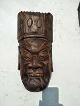  Guizhou wood carving Nuo carving Nuo drama Nuo God Nuo mask Face mask grimace face Nuo dance Nuo sacrifice faceless male 30cm